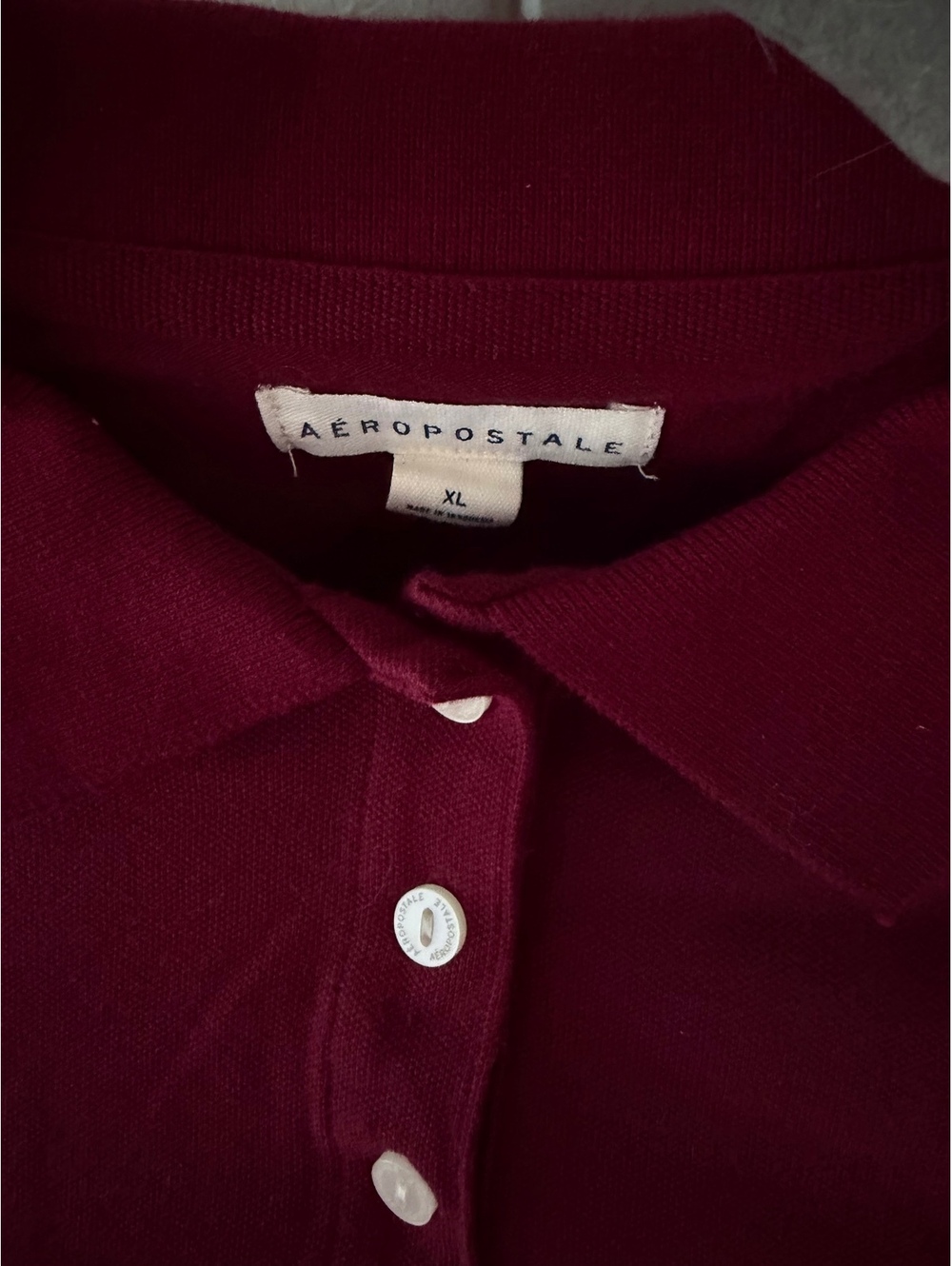 Aeropostale Medium Burgundy Long Sleeve Polo Shirt
